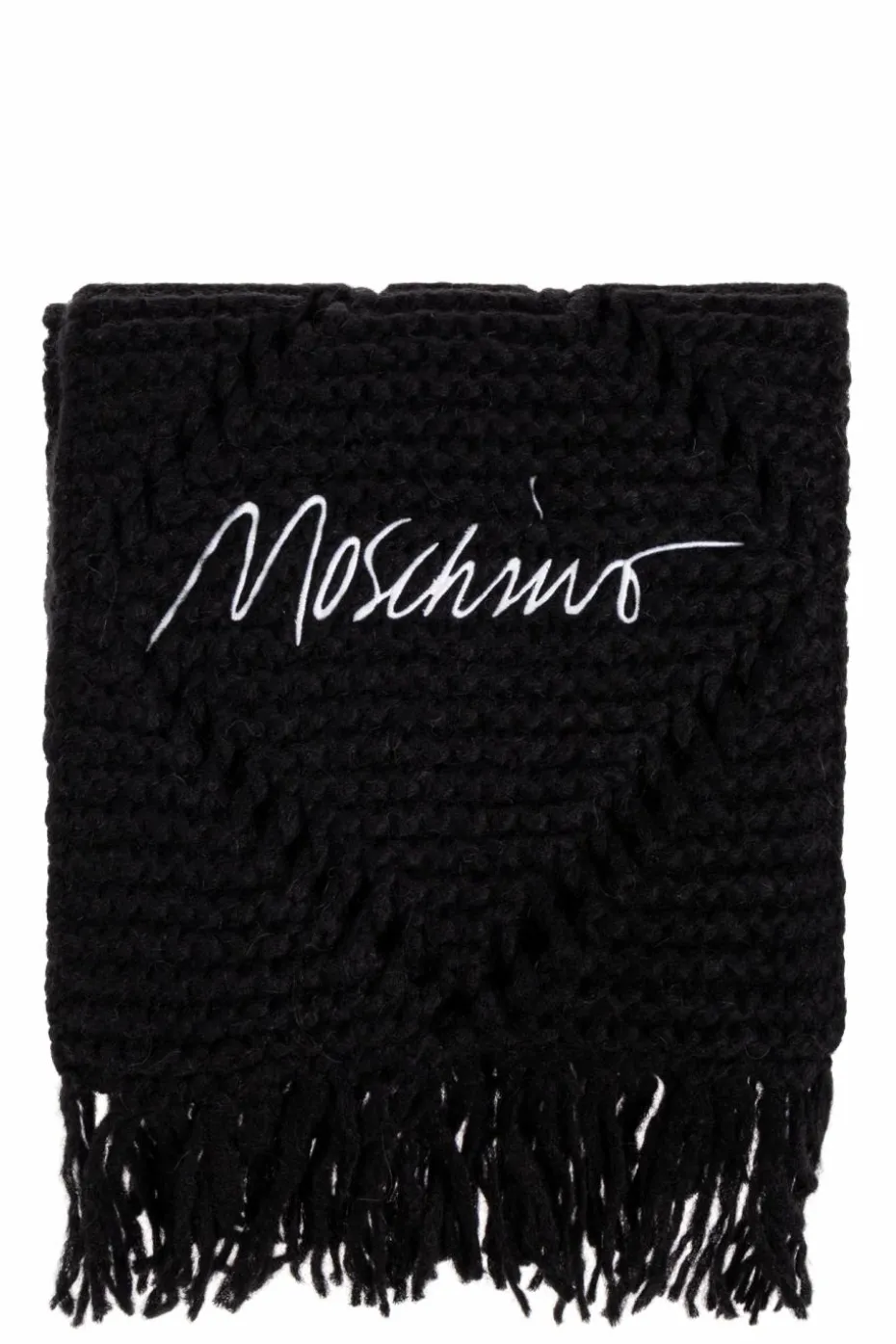 Moschino CZARNY Szal z wyszytym logo