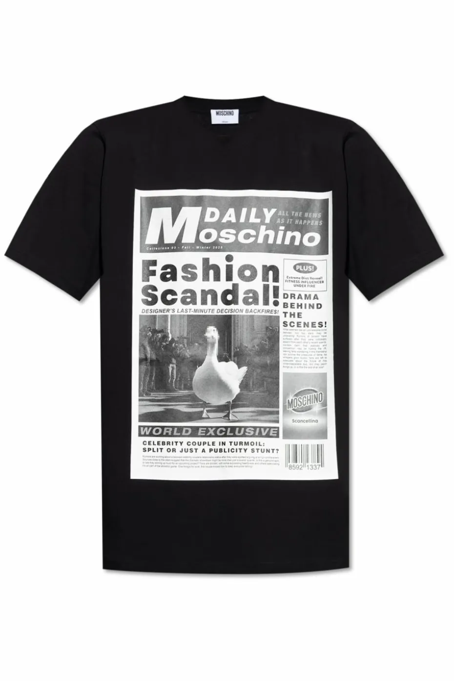 Moschino CZARNY T-shirt z nadrukiem