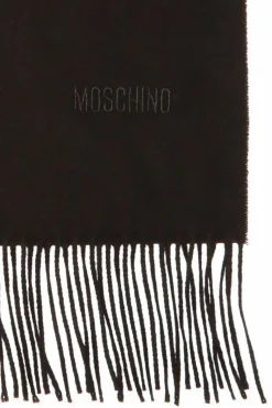 Moschino CZARNY Wełniany szal z logo