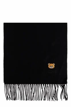 Moschino CZARNY Wełniany szal z logo