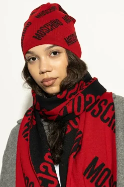 Moschino CZERWONY Czapka z monogramem