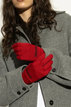 Moschino CZERWONY Rękawiczki z logo
