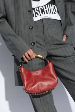 Moschino CZERWONY Skórzana torba do ręki
