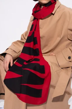Moschino CZERWONY Szal z logo