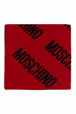 Moschino CZERWONY Szal z monogramem