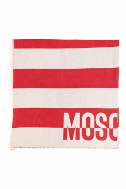 Moschino CZERWONY Szal z logo