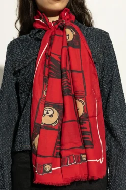 Moschino CZERWONY Szal z nadrukiem