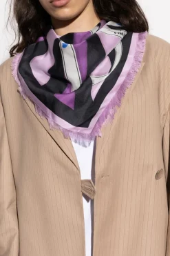 Moschino FIOLETOWY Jedwabna chusta