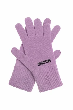 Moschino FIOLETOWY Rękawice z wyszytym logo