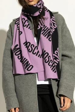 Moschino FIOLETOWY Szal z monogramem