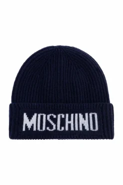 Moschino GRANATOWY Czapka z logo