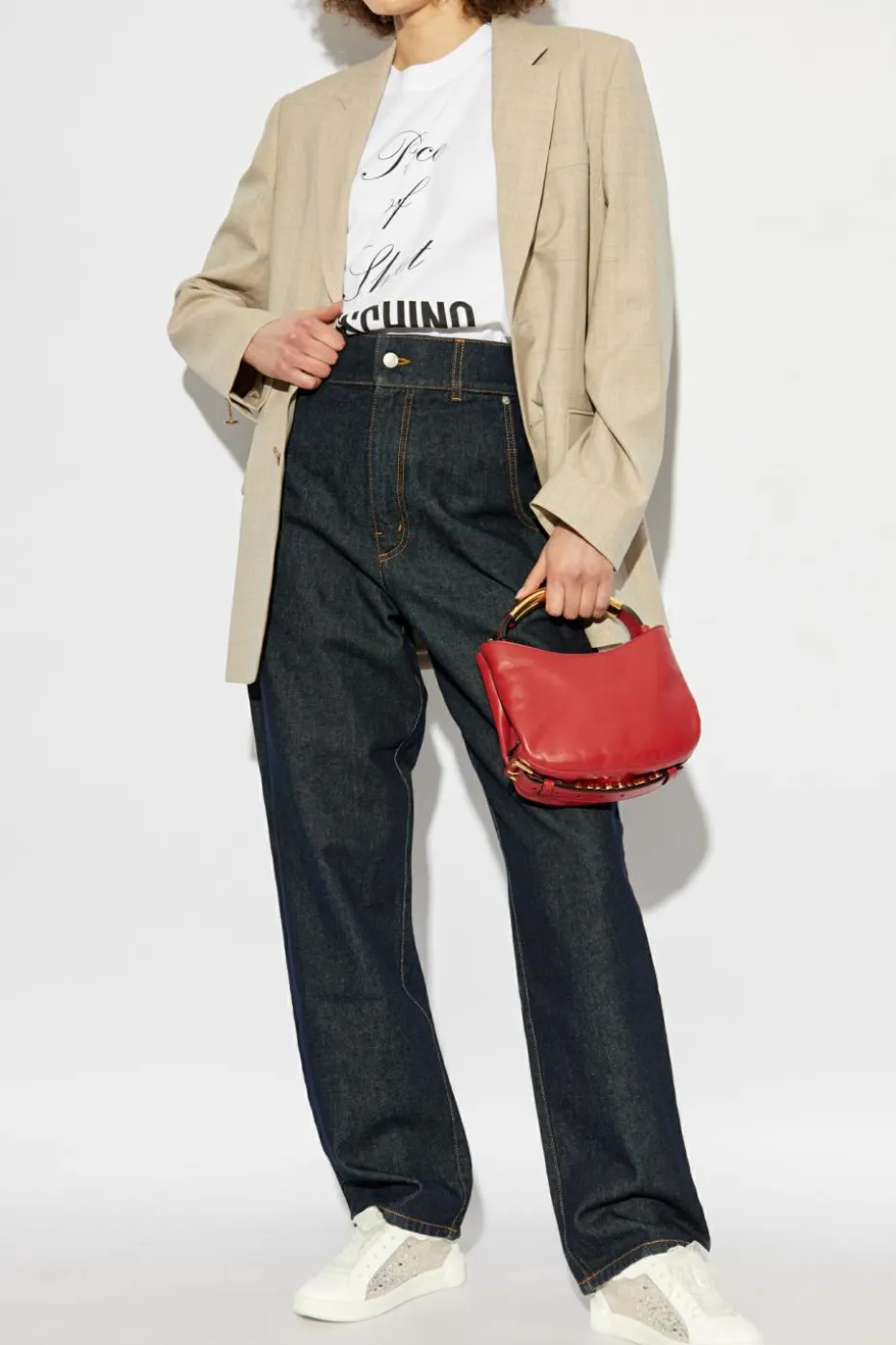 Moschino GRANATOWY Jeansy z wysokim stanem