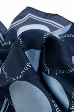 Moschino GRANATOWY Jedwabna apaszka z logo