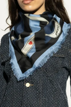 Moschino GRANATOWY Jedwabna chusta
