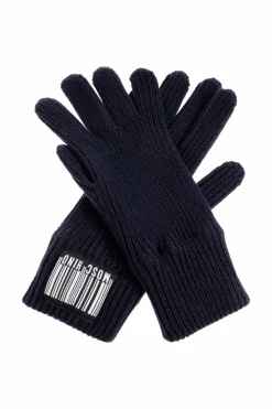 Moschino GRANATOWY Rękawice z naszywką z logo