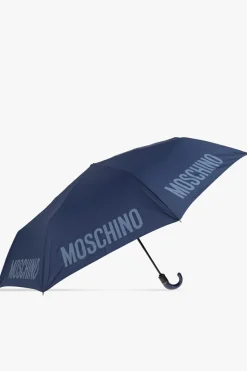 Moschino GRANATOWY Składany parasol z logo