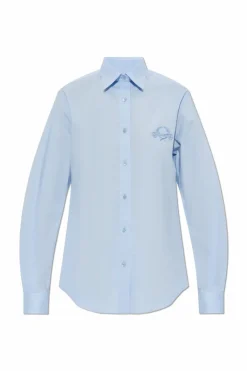 Moschino jasnoniebieski Bawełniana koszula z wyszytym logo