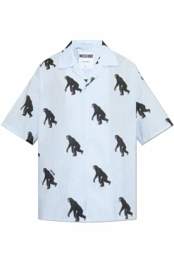 Moschino jasnoniebieski Koszula z motywem zwierzęcym