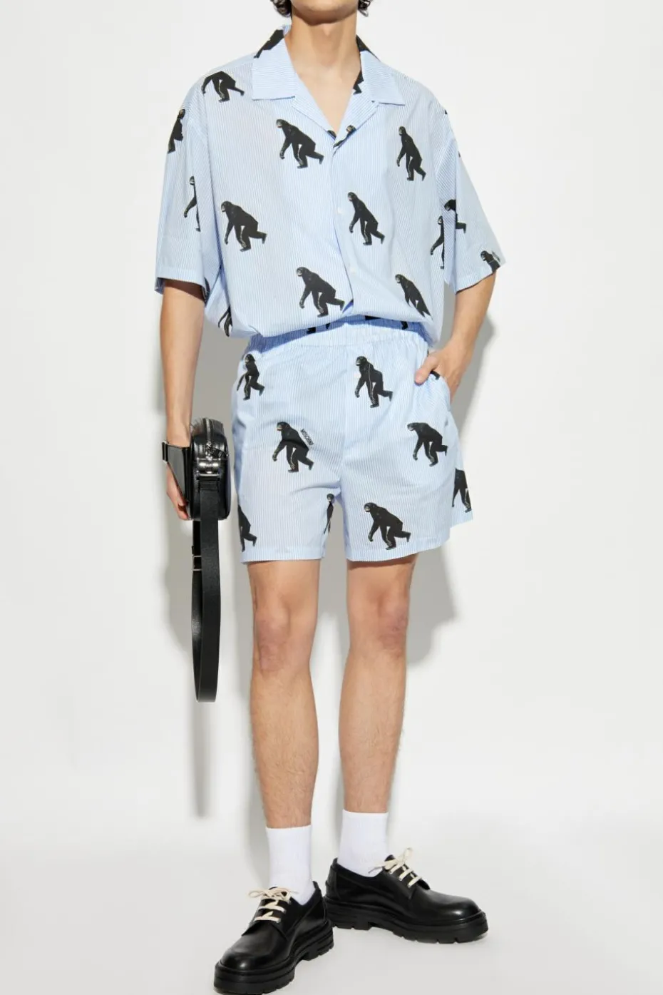 Moschino jasnoniebieski Koszula z motywem zwierzęcym