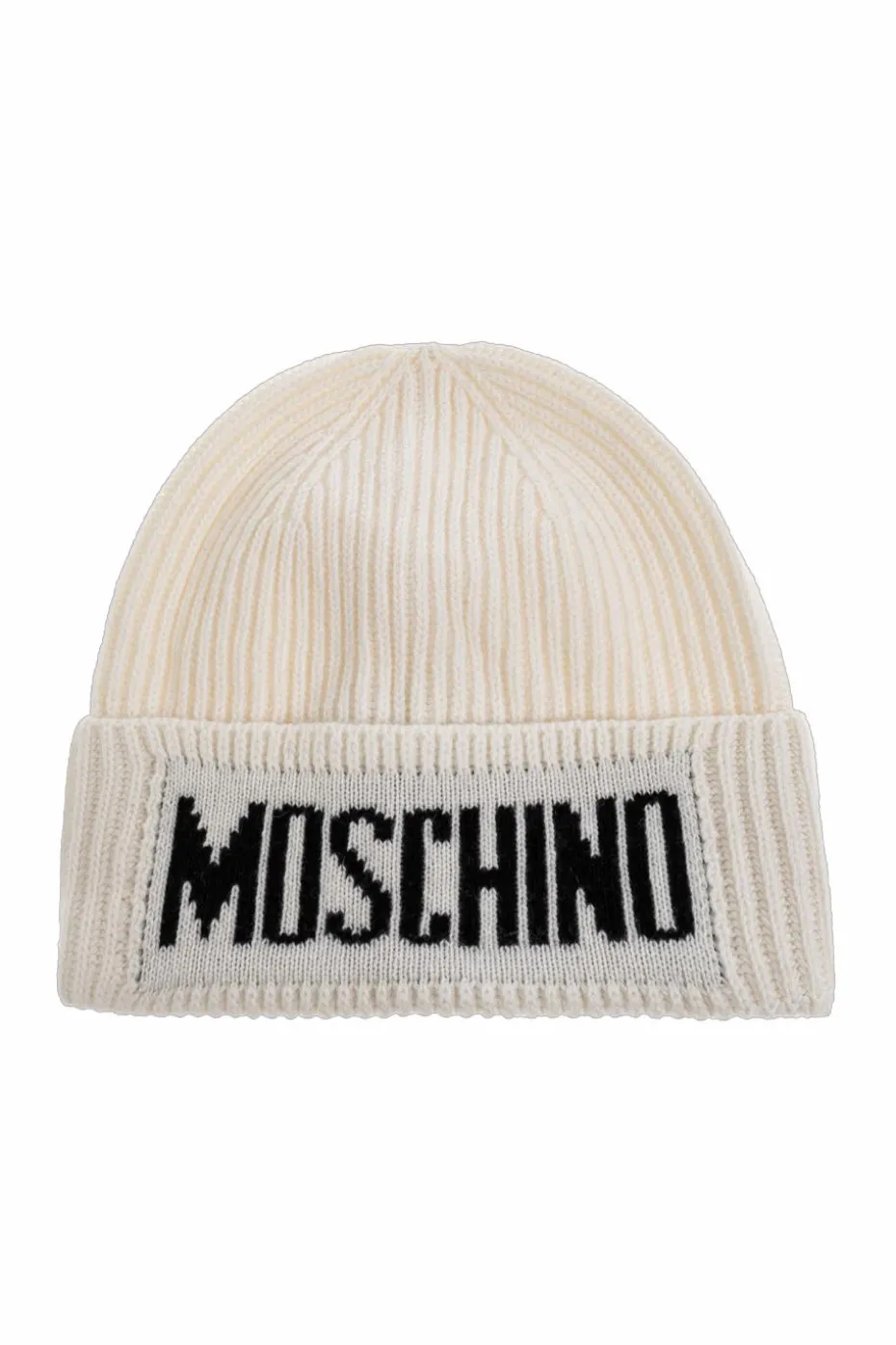 Moschino kremowy Czapka z logo