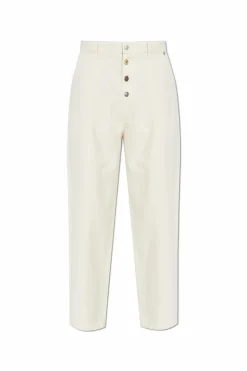 Moschino kremowy Jeansy z logo