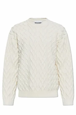 Moschino kremowy Sweter o dekoracyjnym splocie