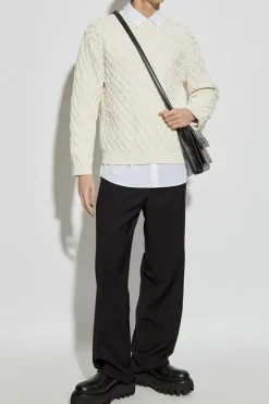 Moschino kremowy Sweter o dekoracyjnym splocie