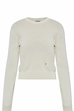 Moschino kremowy Sweter z logo