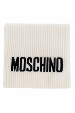 Moschino kremowy Szal z logo
