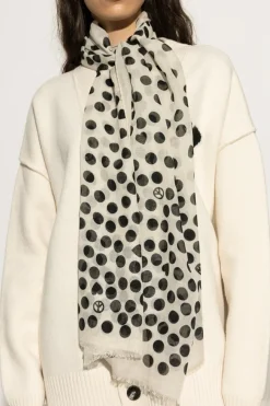 Moschino kremowy Szal ze wzorem w grochy