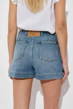 Moschino NIEBIESKI Jeansowe szorty z efektem `vintage`