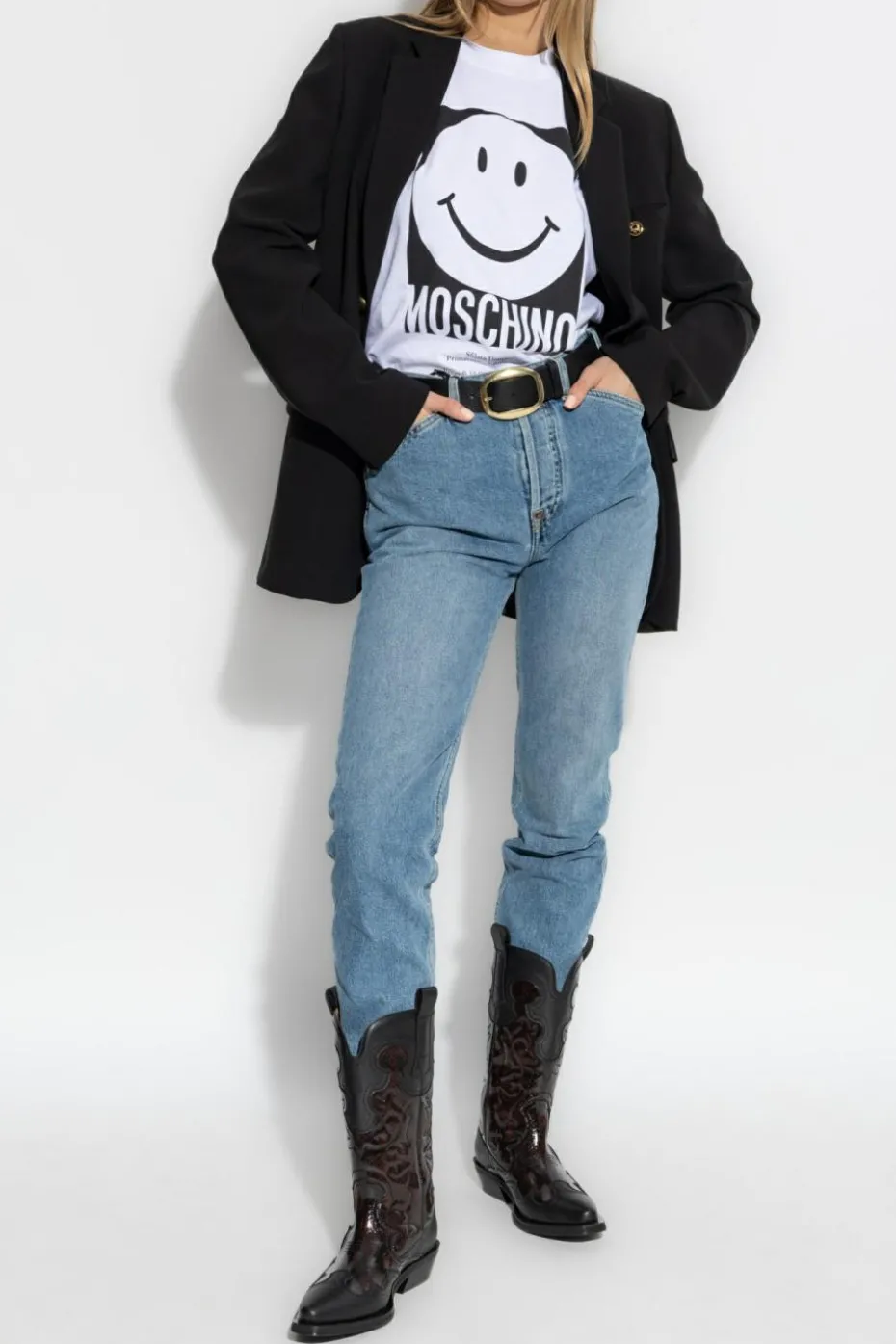 Moschino NIEBIESKI Jeansy z logo