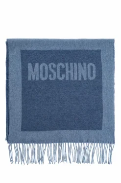 Moschino NIEBIESKI Szal z logo