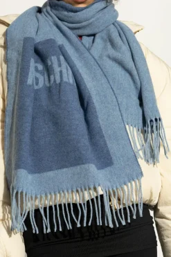 Moschino NIEBIESKI Szal z logo