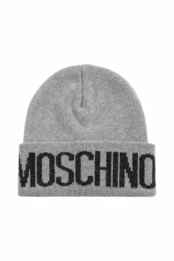 Moschino SZARY Czapka z logo