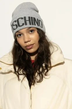 Moschino SZARY Czapka z logo