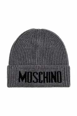 Moschino SZARY Czapka z logo