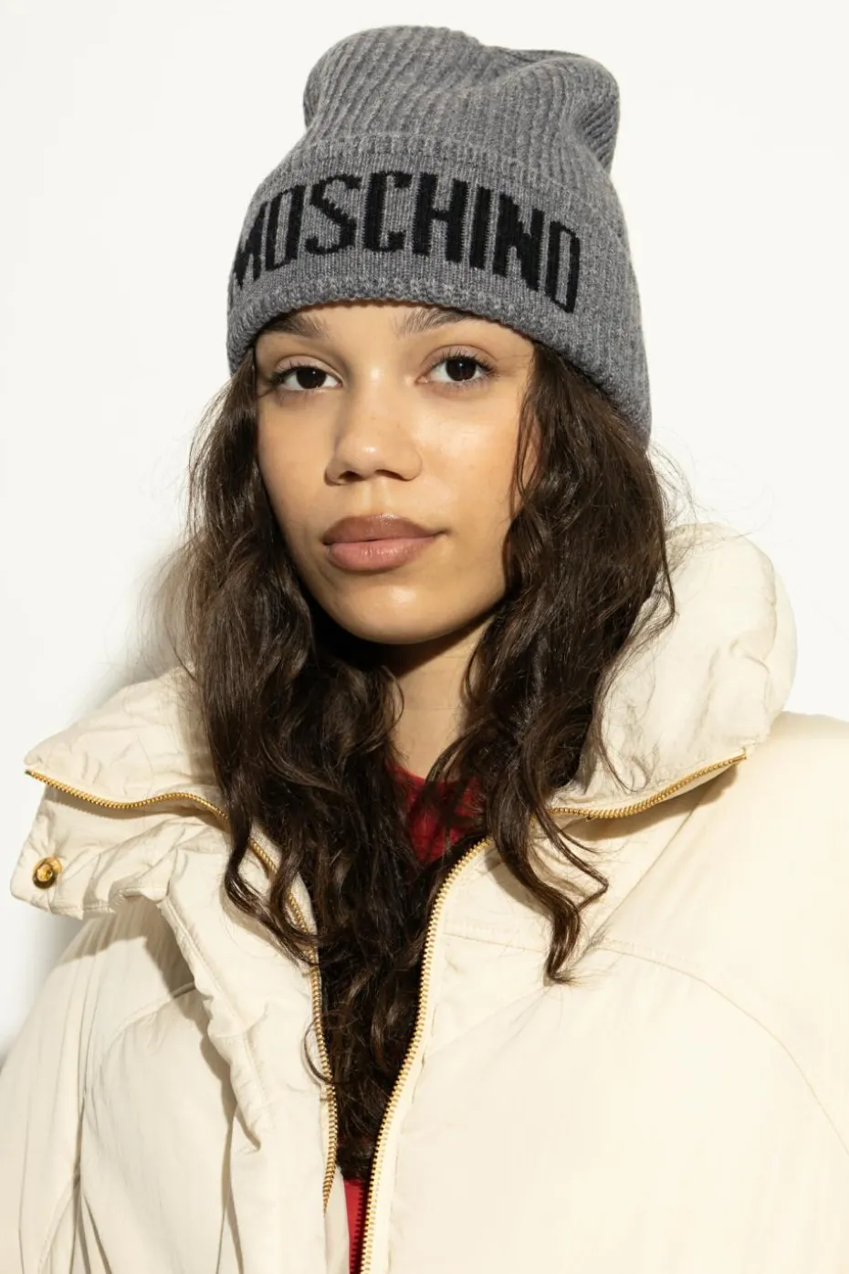 Moschino SZARY Czapka z logo