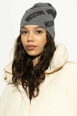 Moschino SZARY Czapka z monogramem