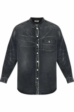 Moschino SZARY Jeansowa koszula z logo
