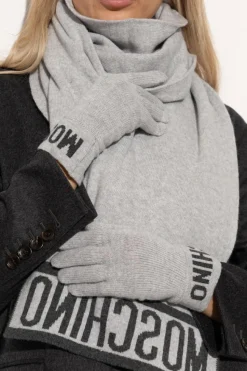 Moschino SZARY Rękawiczki z logo