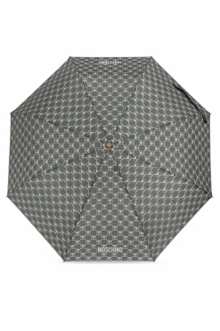 Moschino SZARY Składany parasol z logo