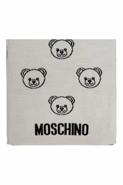 Moschino SZARY Szal z charakterystycznym motywem misia