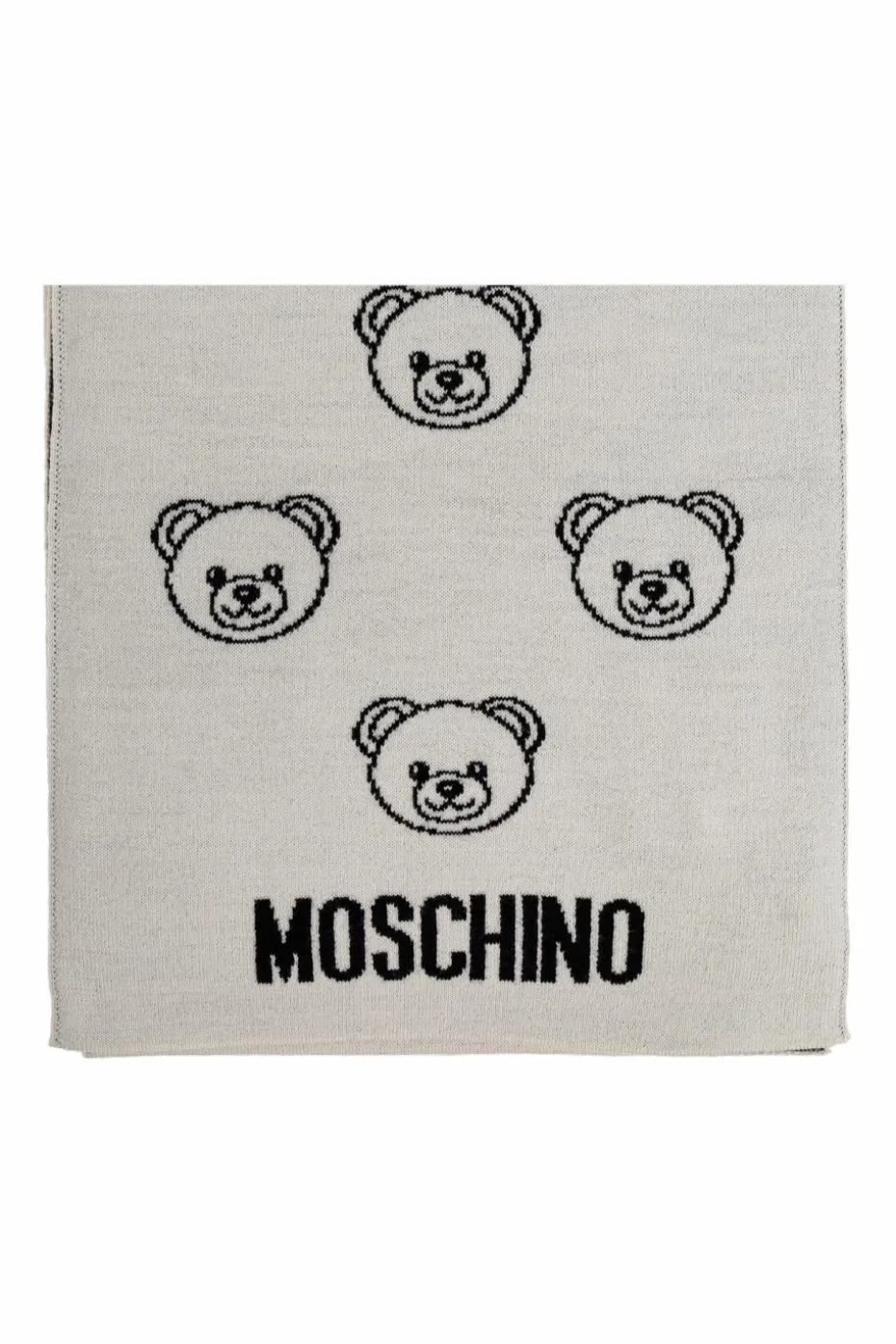 Moschino SZARY Szal z charakterystycznym motywem misia