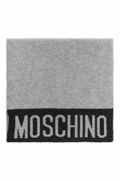 Moschino SZARY Szal z logo