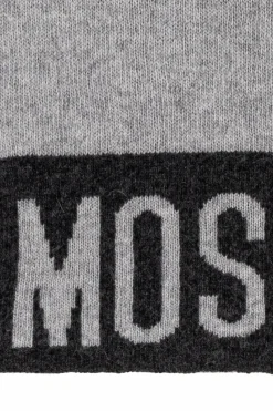 Moschino SZARY Szal z logo