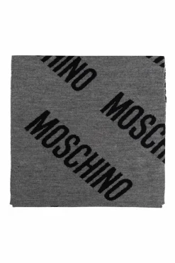Moschino SZARY Szal z monogramem