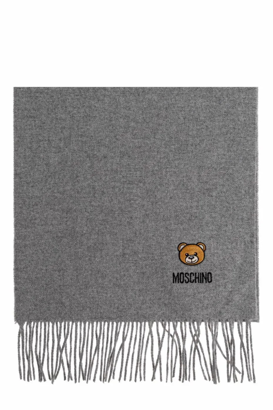 Moschino SZARY Wełniany szal z logo