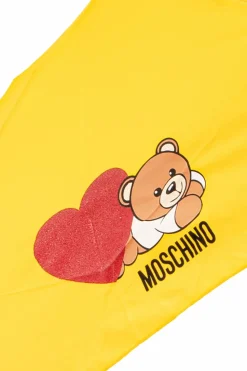 Moschino ŻÓŁTY Składany parasol z logo