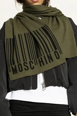 Moschino ZIELONY Szal z logo